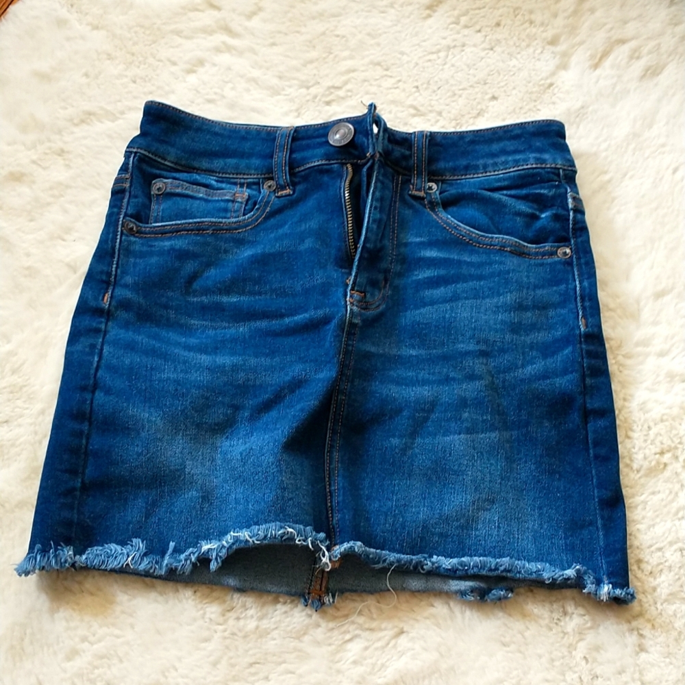 American Eagle High Rise Mini Jean Skirt